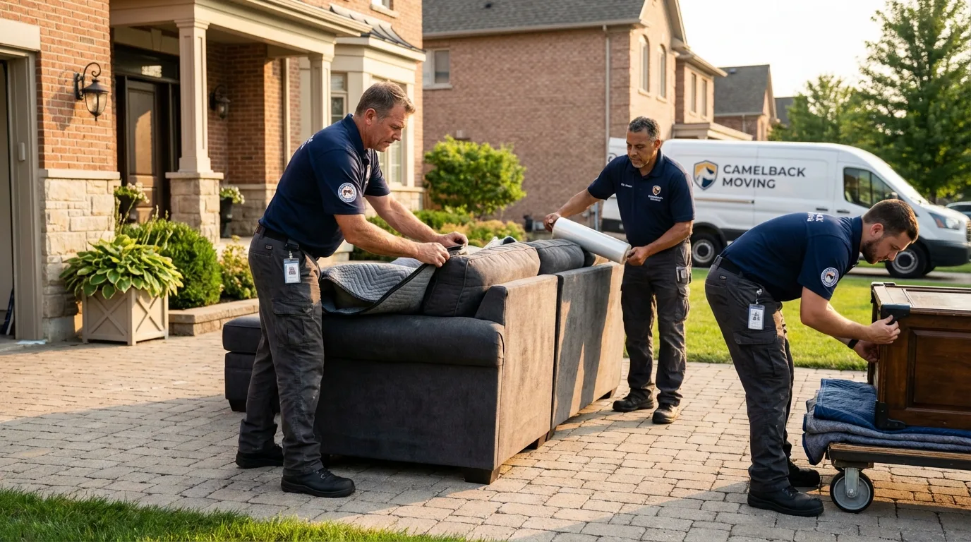 Large estate moving crew wrapping furniture in Youngtown, AZ